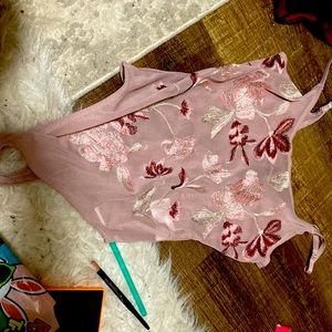 Pink flower body suit